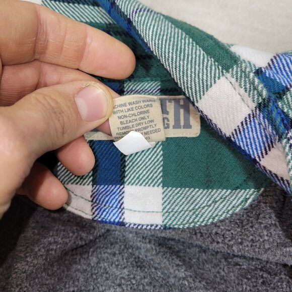 Duluth Flannel Shirt Shacket Mens Size Large Green 100% Cotton Long Sleeve Plaid - Picture 13 of 16